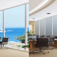 智能隐私调光玻璃膜/通电透明雾化玻璃/电控变色办公室隔断