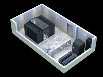 潍坊基层医疗卫生机构机房俯视图|微模块拼接屏效果图制作