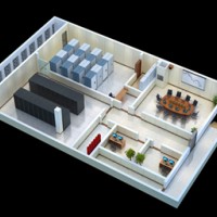 贵阳机房3D效果图设计_某大学附属医院机房搬迁俯视图制作